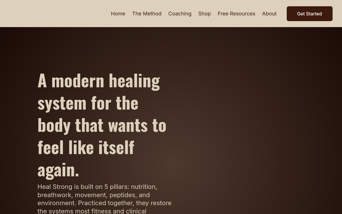 Heal Strong website screenshot