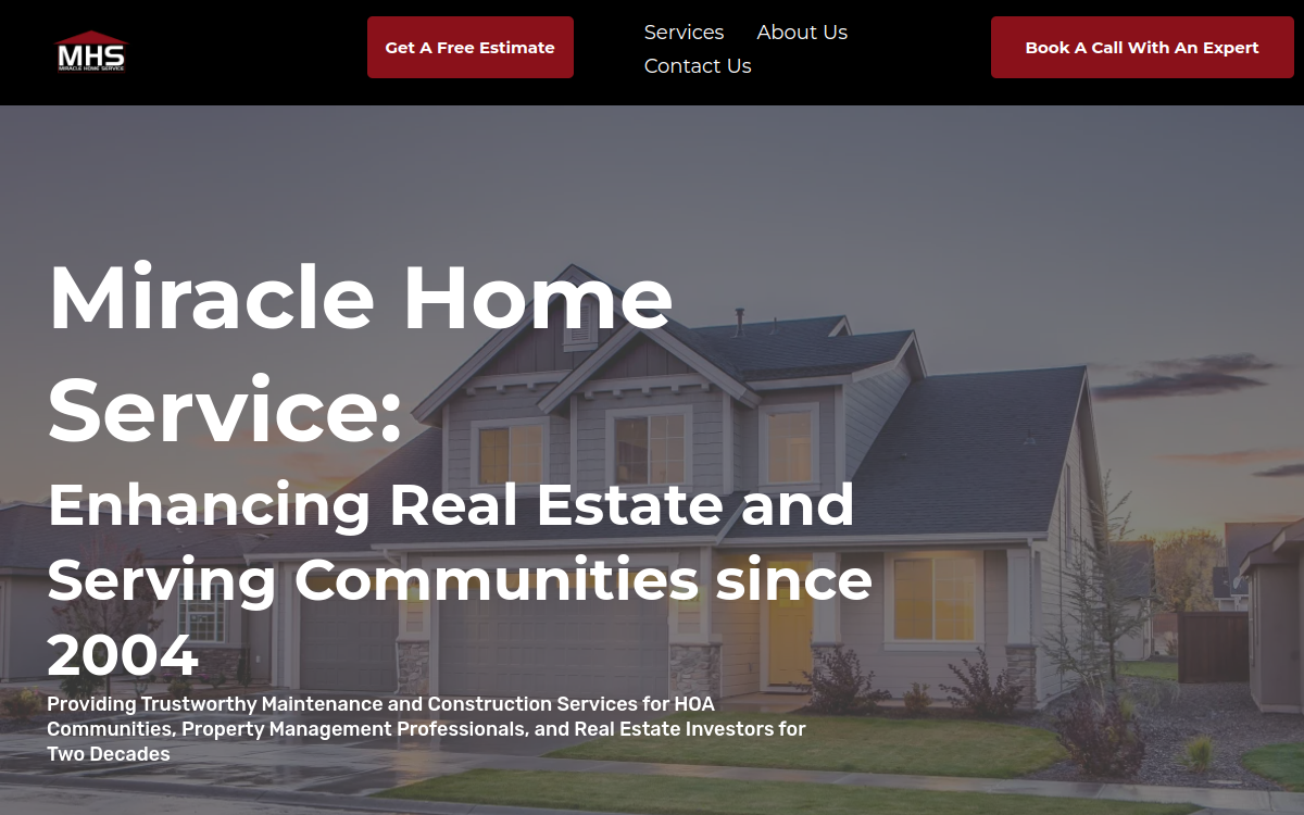 Miracle Home Service website screenshot